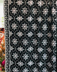 Black Floral Design Jamawar Pashmina Shawl
