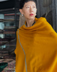 Vintage Mustard Silk Embroidery Pashmina Shawl