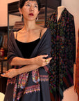 Châle Pashmina à motif de bouquet de cônes noirs