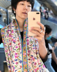 White Floral Design Kani Pashmina Shawl