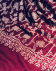 Burgundy Floral Design Embroidery Pashmina Shawl 2
