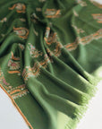 Jade Green Floral Embroidery Pashmina Shawl