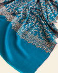 Turquoise Butidar Embroidery Pashmina Shawl 1