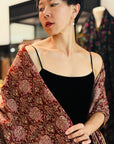 Maroon Silk Sozni Jamawar Embroider Pashmina Shawl