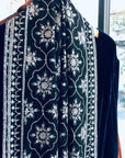 Black Floral Design Jamawar Pashmina Shawl