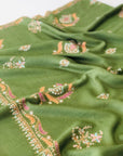Jade Green Floral Embroidery Pashmina Shawl