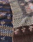 IKAT Reversible Floral Design Embroidery Pashmina Shawl, Purple and Brown
