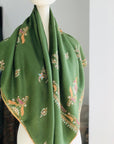 Jade Green Floral Embroidery Pashmina Shawl