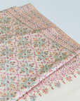 White Butidar Silk Jamawar Embroidery Pashmina Shawl