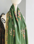 Jade Green Floral Embroidery Pashmina Shawl