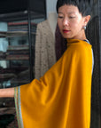 Vintage Mustard Silk Embroidery Pashmina Shawl