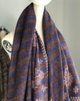 IKAT Reversible Floral Design Embroidery Pashmina Shawl, Purple and Brown