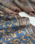 Vintage Foggy Blue Paisley Pashmina Shawl