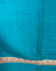 Châle Pashmina brodé en soie turquoise avec bordure élégante