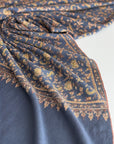 Vintage Foggy Blue Paisley Pashmina Shawl