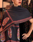 Châle Pashmina à motif de bouquet de cônes noirs