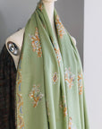 Pea Green Floral Embroidery Pashmina Shawl
