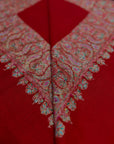 Peach Red Dhoor Embroidery Pashmina Shawl