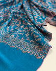 Turquoise Butidar Embroidery Pashmina Shawl 5
