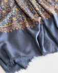 Vintage Foggy Blue Paisley Pashmina Shawl