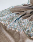 Light Camel Paisley Paldar Design Embroidery Pashmina Shawl