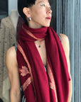Vintage Maroon Hashia Embroidery Pashmina Shawl