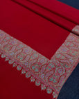 Peach Red Dhoor Embroidery Pashmina Shawl