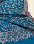 Turquoise Butidar Embroidery Pashmina Shawl 6