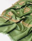 Jade Green Floral Embroidery Pashmina Shawl