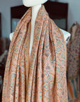 Châle Pashmina brodé Jamawar rose corail