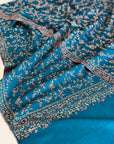 Turquoise Butidar Embroidery Pashmina Shawl 7