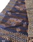 IKAT Reversible Floral Design Embroidery Pashmina Shawl, Purple and Brown