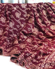 Burgundy Floral Design Embroidery Pashmina Shawl 1