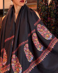Châle Pashmina à motif de bouquet de cônes noirs