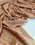 Châle Pashmina brodé Jamawar rose corail