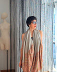 2.5 Yard Army Khaki Paisley Design Pashmina Shawl