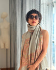 2.5 Yard Army Khaki Paisley Design Pashmina Shawl