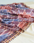 White IKAT Buti Design Pashmina Shawl