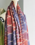 White IKAT Buti Design Pashmina Shawl