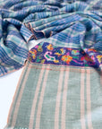 Light Blue Check Design Kani Pashmina Towel 7