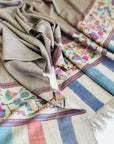 Light Camel Floral Design Kani Paldar Pashmina Shawl 1