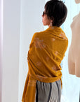 Mustard Buti Floral Embroidery Pashmina Shawl