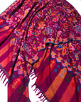 Rose Pink Floral Design Kani Pashmina Shawl