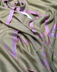 Avocado Green Border Embroidery Pashmina Shawl