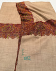 Natural Floral Design Dhoor Embroidery Pashmina Shawl