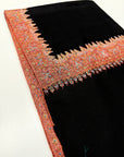 Vintage Black Floral Embroidery Pashmina Shawl