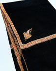 Vintage Black Hashia Embroidery Pashmina Shawl