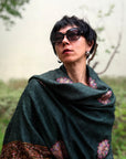 2.5 Yard Emerald Green Embroidered Pashmina Shawl