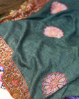 2.5 Yard Emerald Green Embroidered Pashmina Shawl