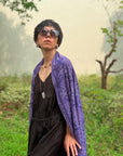 Purple Lotus Design Embroidered Pashmina Shawl